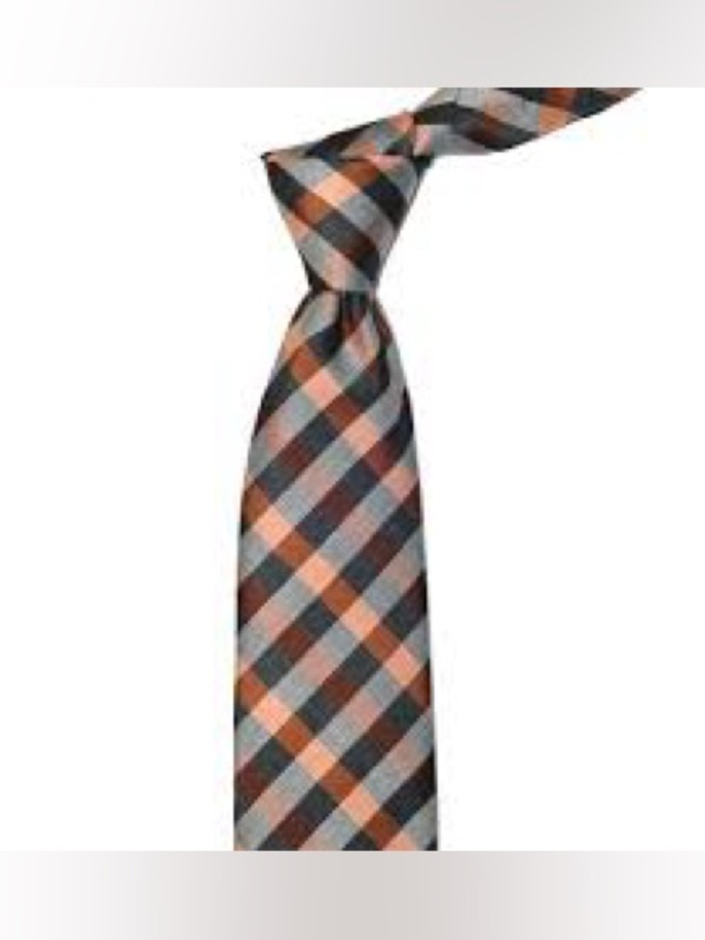 Silk Copper Check Skinny Tie  Vintage - brand label missing